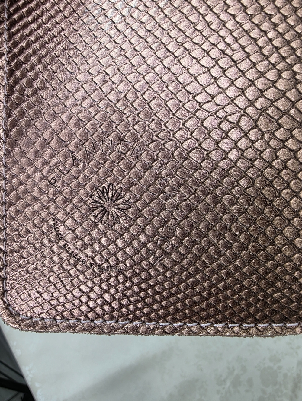 Planner Perfect Leather Traveler's Notebook Cover - Metallic Bronze Snakeskin Em - Picture 3 of 11